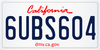 CA license plate 6UBS604