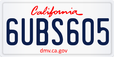 CA license plate 6UBS605