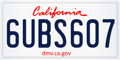 CA license plate 6UBS607