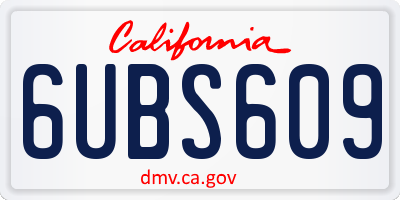 CA license plate 6UBS609