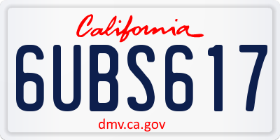CA license plate 6UBS617