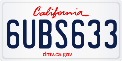 CA license plate 6UBS633