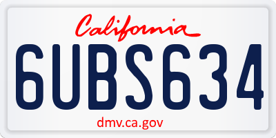 CA license plate 6UBS634