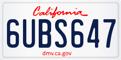 CA license plate 6UBS647