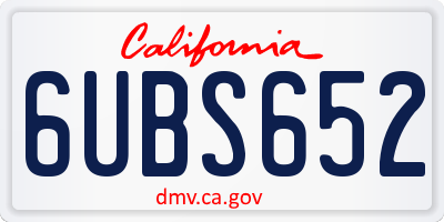 CA license plate 6UBS652