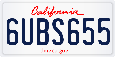 CA license plate 6UBS655