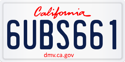 CA license plate 6UBS661