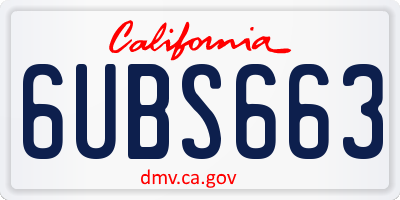 CA license plate 6UBS663