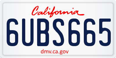 CA license plate 6UBS665
