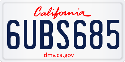CA license plate 6UBS685