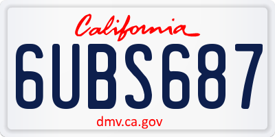 CA license plate 6UBS687