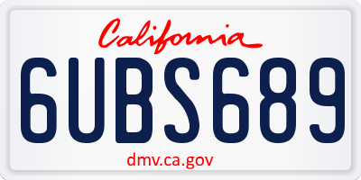CA license plate 6UBS689