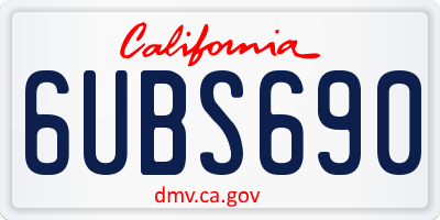 CA license plate 6UBS690
