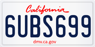 CA license plate 6UBS699