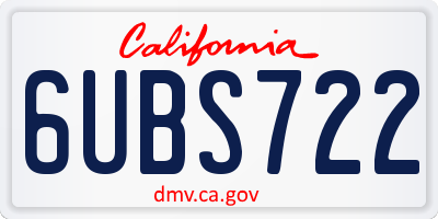 CA license plate 6UBS722