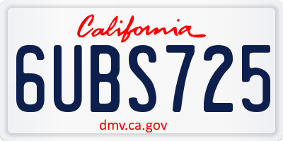 CA license plate 6UBS725