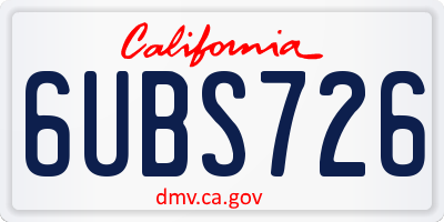 CA license plate 6UBS726