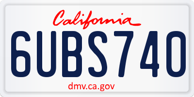 CA license plate 6UBS740
