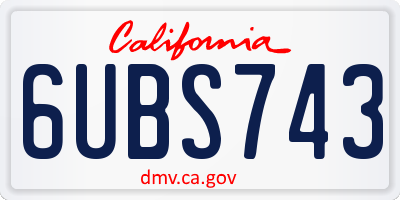 CA license plate 6UBS743