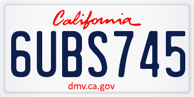 CA license plate 6UBS745