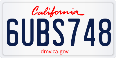 CA license plate 6UBS748