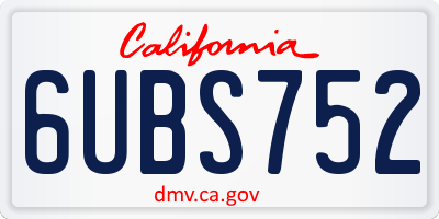 CA license plate 6UBS752