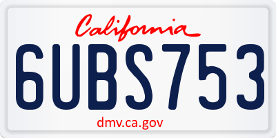 CA license plate 6UBS753