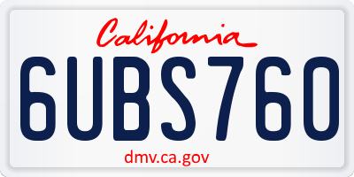 CA license plate 6UBS760