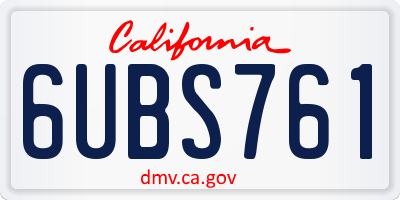 CA license plate 6UBS761