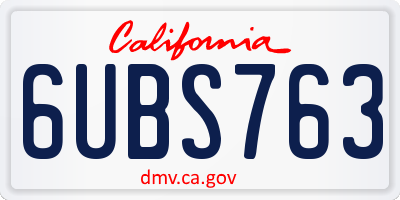CA license plate 6UBS763