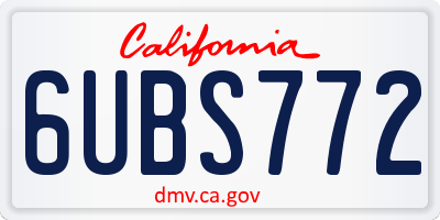 CA license plate 6UBS772