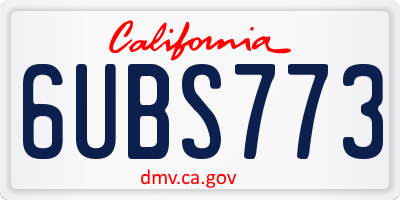 CA license plate 6UBS773