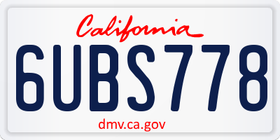 CA license plate 6UBS778