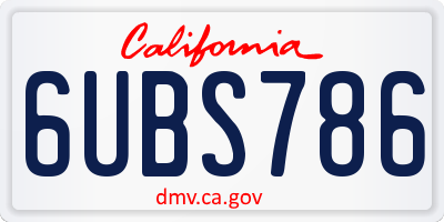 CA license plate 6UBS786