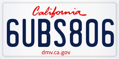 CA license plate 6UBS806