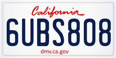 CA license plate 6UBS808