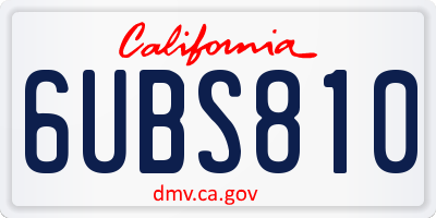 CA license plate 6UBS810