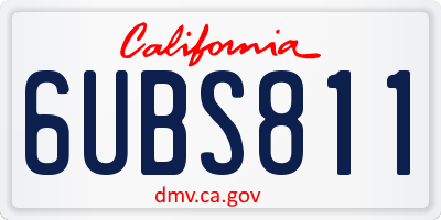 CA license plate 6UBS811