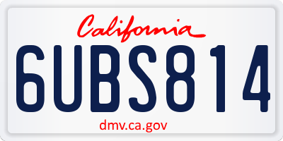 CA license plate 6UBS814
