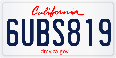 CA license plate 6UBS819