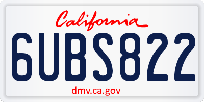 CA license plate 6UBS822