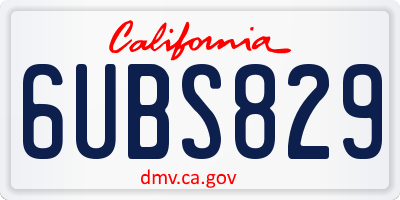 CA license plate 6UBS829