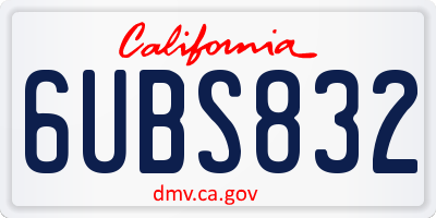 CA license plate 6UBS832