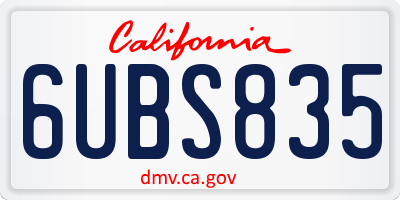 CA license plate 6UBS835