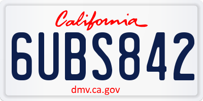CA license plate 6UBS842