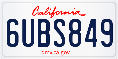 CA license plate 6UBS849