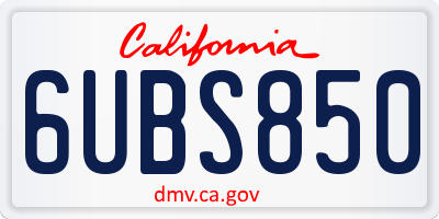 CA license plate 6UBS850