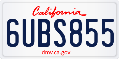 CA license plate 6UBS855
