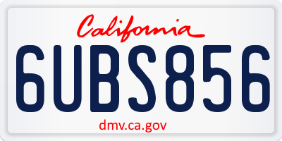 CA license plate 6UBS856