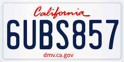 CA license plate 6UBS857